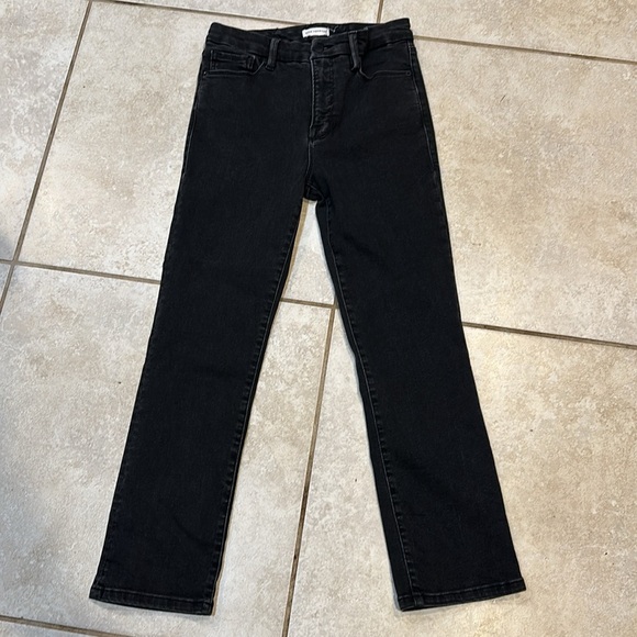 Good American Good Legs Straight Jeans 2 Washed Black - Picture 2 of 7